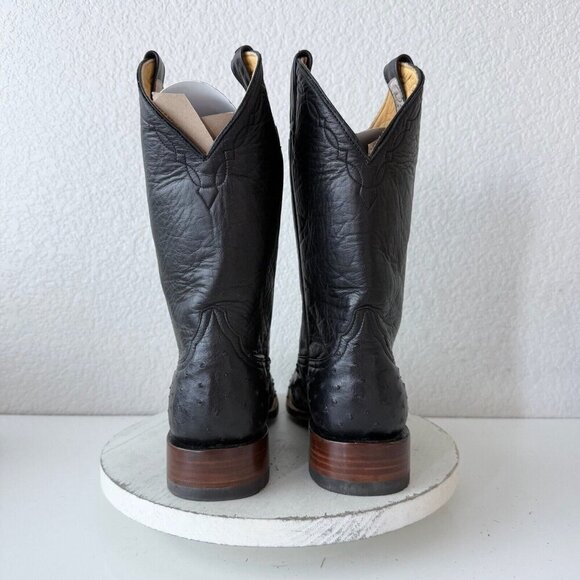 Rod Patrick Womens Cowboy Boots Size 9E Black Full Quill Ostrich Cowgirl Western - Picture 3 of 11
